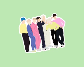 BTS Group Inspired Sticker - 3.16" x 2.66" - Premium Waterproof Paper - Matte