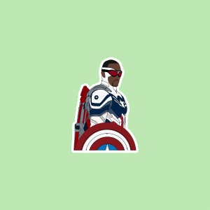 Falcon/Captain America Inspired Sticker - 1.96" x 2.8" - Premium Waterproof Paper - Matte