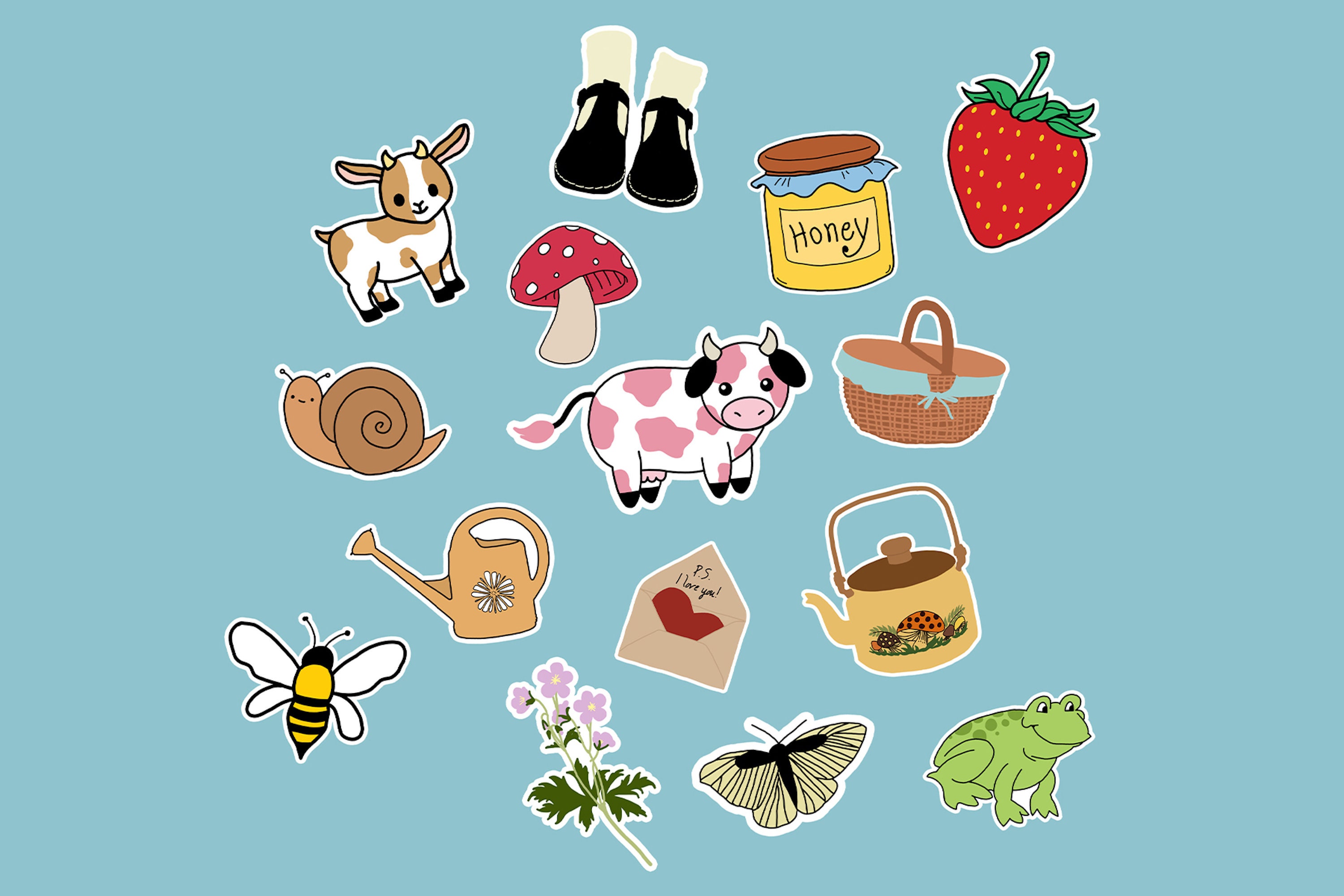 cottagecore inspired small sticker pack 15 piece premium