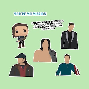 Pacote de adesivos inspirados em Soldado Invernal/Bucky Barnes Parte 2 - 7 peças - Papel à prova d'água premium - Fosco
