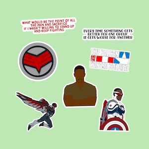 Falcon/Sam Wilson Inspired Sticker Pack - 7 Piece - Premium Waterproof Paper - Matte