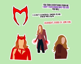 Scarlet Witch/Wanda Maximoff Inspired Sticker Pack - 7 Piece - Premium Waterproof Paper - Matte