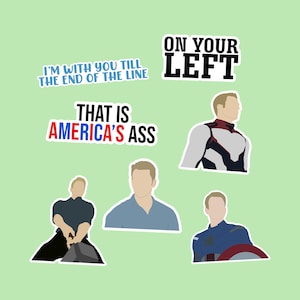 Captain America/Steve Rogers Inspired Sticker Pack - 7 Piece - Premium Waterproof Paper - Matte