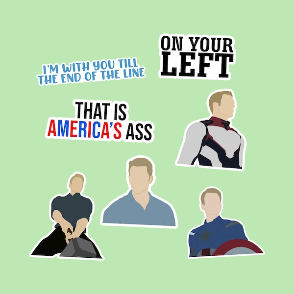 Captain America/Steve Rogers Inspired Sticker Pack - 7 Piece - Premium Waterproof Paper - Matte