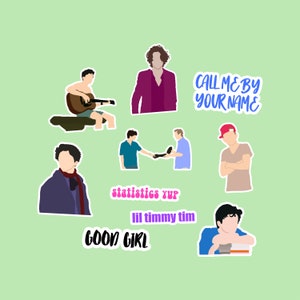 Pacchetto di adesivi ispirati a Timothée Chalamet - 10 pezzi - Carta impermeabile premium - Opaca