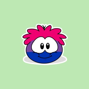 Bisexual Pride Puffle Inspired Sticker - 2.5" x 2.22" - Premium Waterproof Paper - Matte