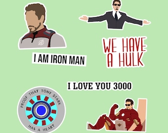Iron Man/Tony Stark Inspired Sticker Pack - 7 Piece - Premium Waterproof Paper - Matte