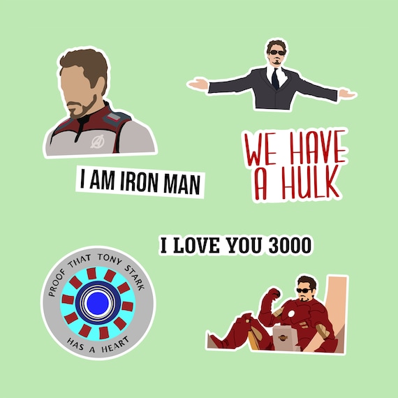 Iron Man/Tony Stark Inspired Sticker Pack - 7 Piece - Premium Waterproof Paper - Matte