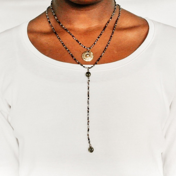 Bugle Beads Necklace, Boho Beaded Necklace, Long Beaded Necklace, Long Lariat Necklaces for Women, Y Necklaces for Women, Gift for Mom