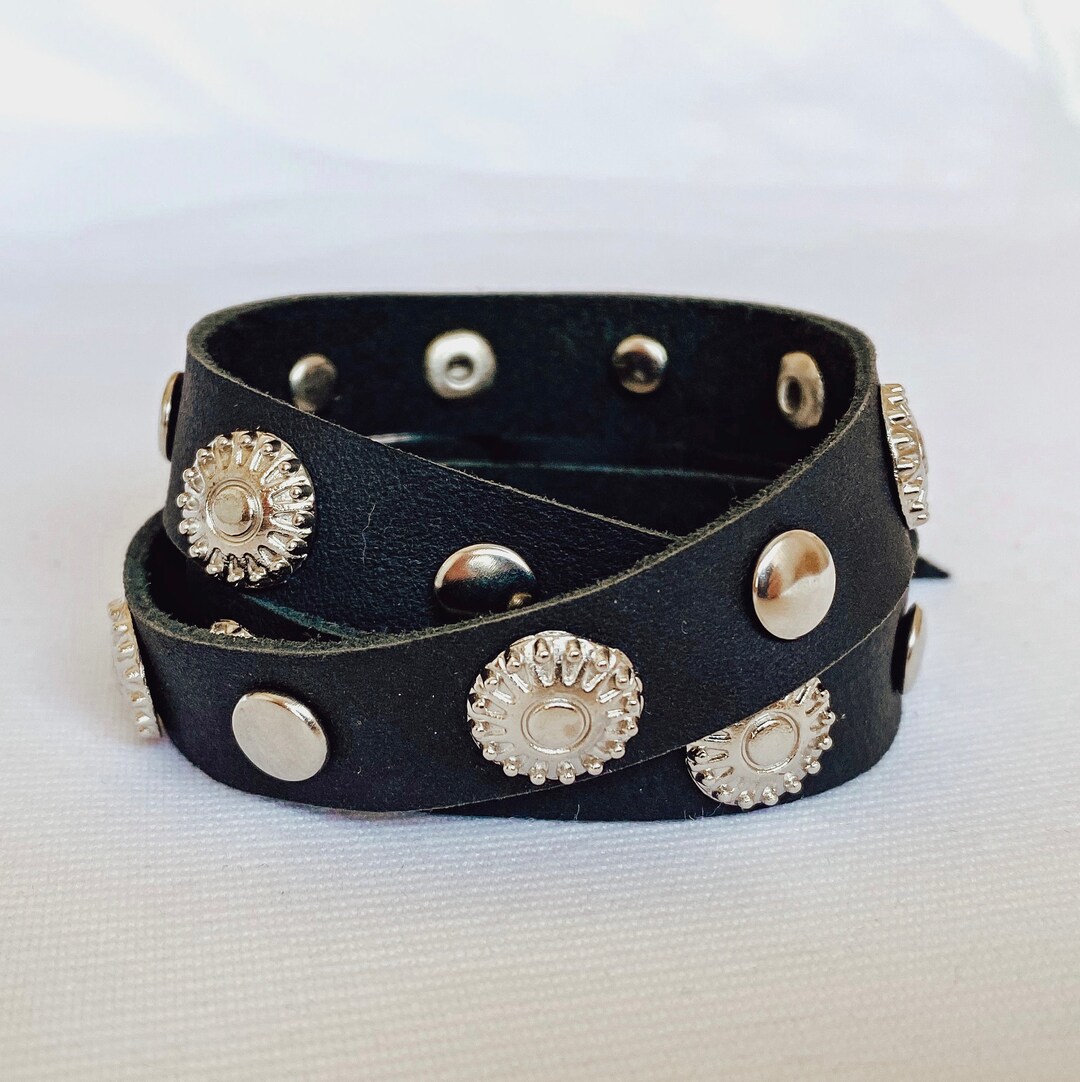 Leather Wrap Bracelet, Leather Studded Bracelet, Boho Wrap Bracelet