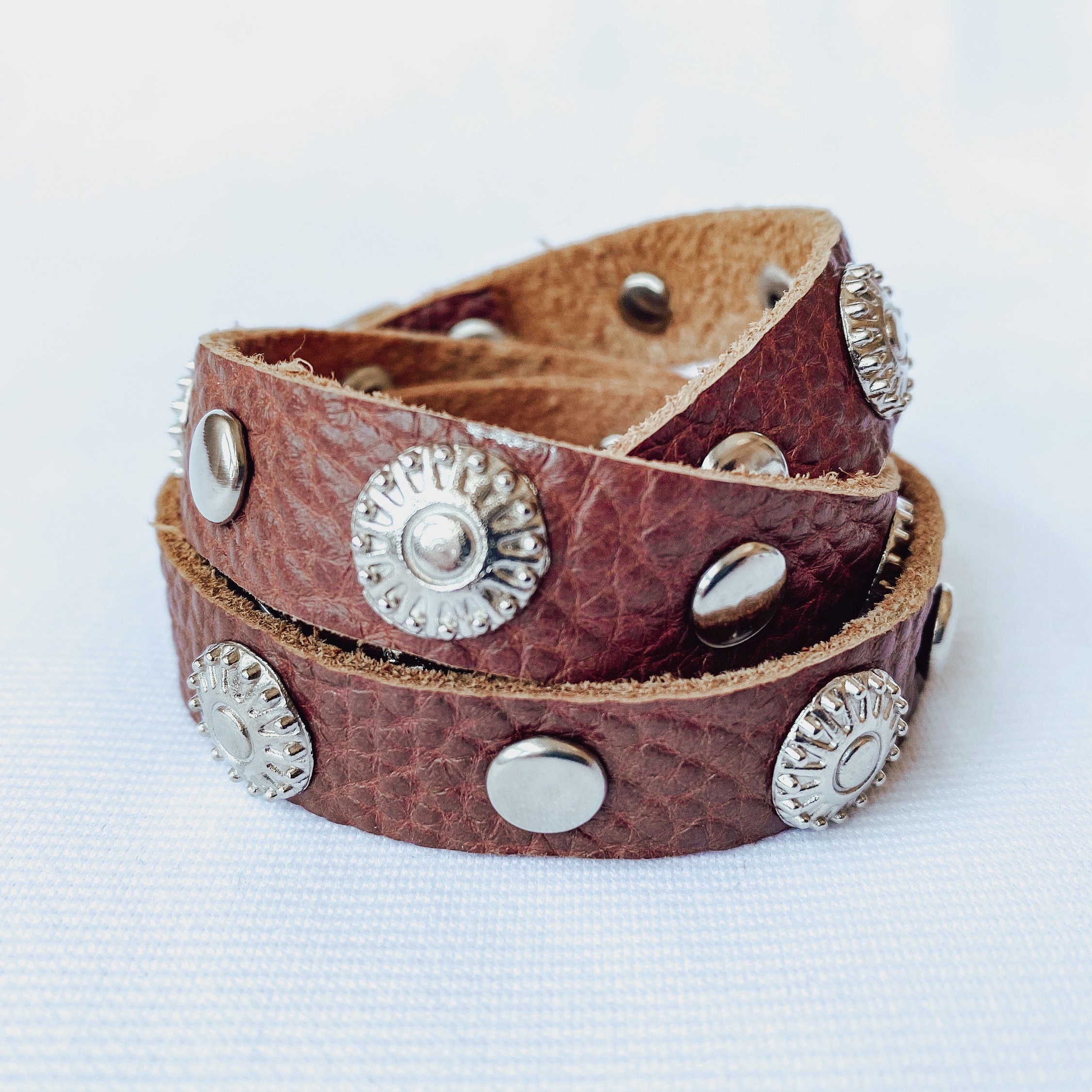 Leather Wrap Bracelet, Leather Studded Bracelet, Boho Wrap Bracelet