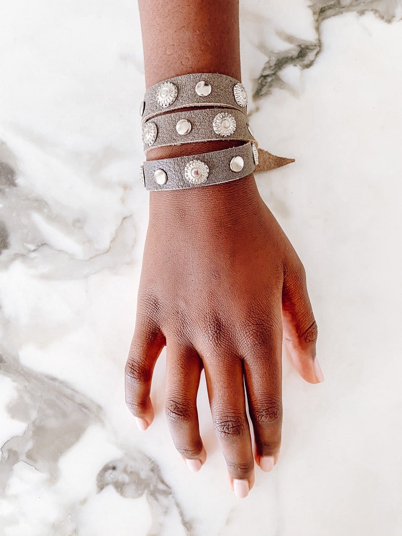 Leather Wrap Bracelet, Leather Studded Bracelet, Boho Wrap Bracelet