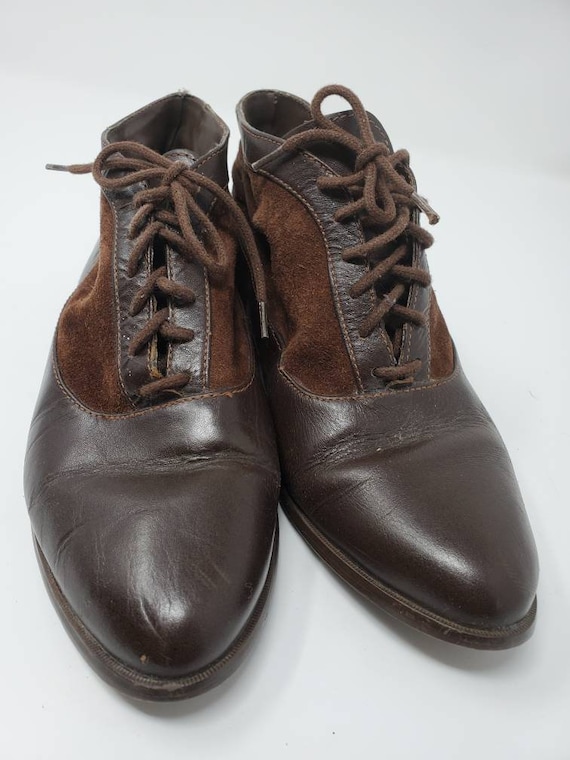 Vintage 80s Apache Leather + Suede Ankle Lace Up B