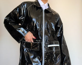 shiny black jacket