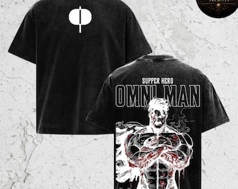 Omni Man Graphic Tee, Invincible Vintage Mineral Wash Shirt, Viltrumite Empire Logo Tshirt, Bloody Anime Gym Pump Cover