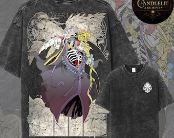 Overlord Ainz Ooal Kleid Mineral Wash TShirt, Vintage Anime Shirt, Albedo Shalltear Graphic Tee, Retro Acid Wash Manga Tshirt, Nazarick Geschenk
