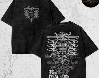 SEELE Evangelion Shirt | Neon Genesis Evangelion Vintage Tee | SEELE Logo NGE Mineral Wash T-Shirt | Retro Anime Mecha Streetwear Graphic