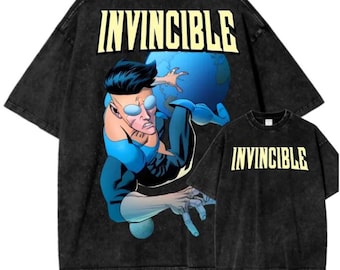 Invincible Mark Grayson Mineral Wash T-Shirt, Image Comics Superhero Graphic Tee, Vintage Oversized Heavyweight Cotton Shirt