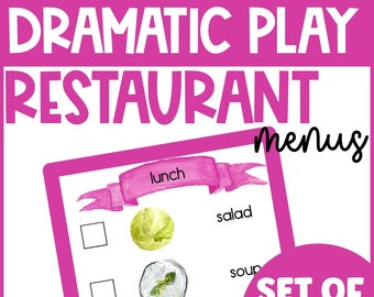 Restaurant Dramatisches Spielmenü für fantasievolles Spielen für Kinder im Vorschulalter