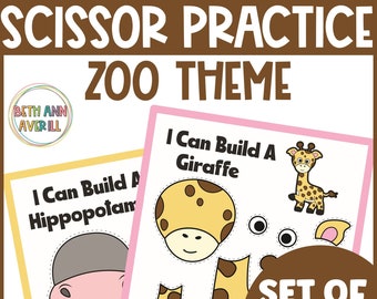 Zootiere Ausschneiden und Einfügen Frühling Schneidepraxis Handwerk für Kinder im Vorschulalter