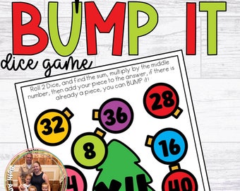 Multiplication Practice Dice Game Bump It for Learning Multiplication Facts 1-12 Homeschool Math Learning printable