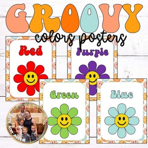 COLORS Groovy Boho Classroom Decor Homeschool Decor Groovy Retro Colors Posters Classroom Theme