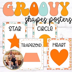 SHAPES Groovy Boho Classroom Decor Homeschool Decor Groovy Retro Shapes Posters Classroom Theme
