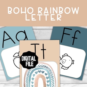 Boho Rainbow Classroom Decor Homeschool Decor Boho Rainbow Alphabet Posters for School Room