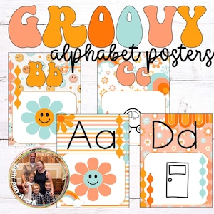 Groovy Boho Classroom Decor Homeschool Decor Groovy Retro Alphabet Posters Classroom Theme