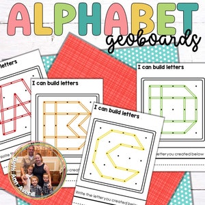 Geoboard Task Cards UPPERCASE Alphabet Toddler Activities Montessori Building Letters