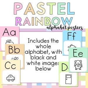 Pastel Rainbow ABC Posters Classroom Decor Homeschool Decor Light ...