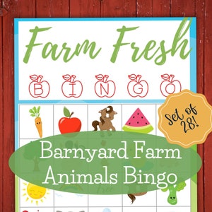 Farm Animals Bingo Cards for Preschool