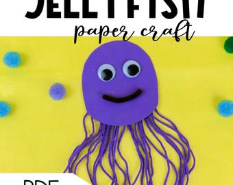 幼児向けクラゲ工作、サマーキャンプ向け海の夏の工作アクティビティ、海の生き物工作、海の中工作