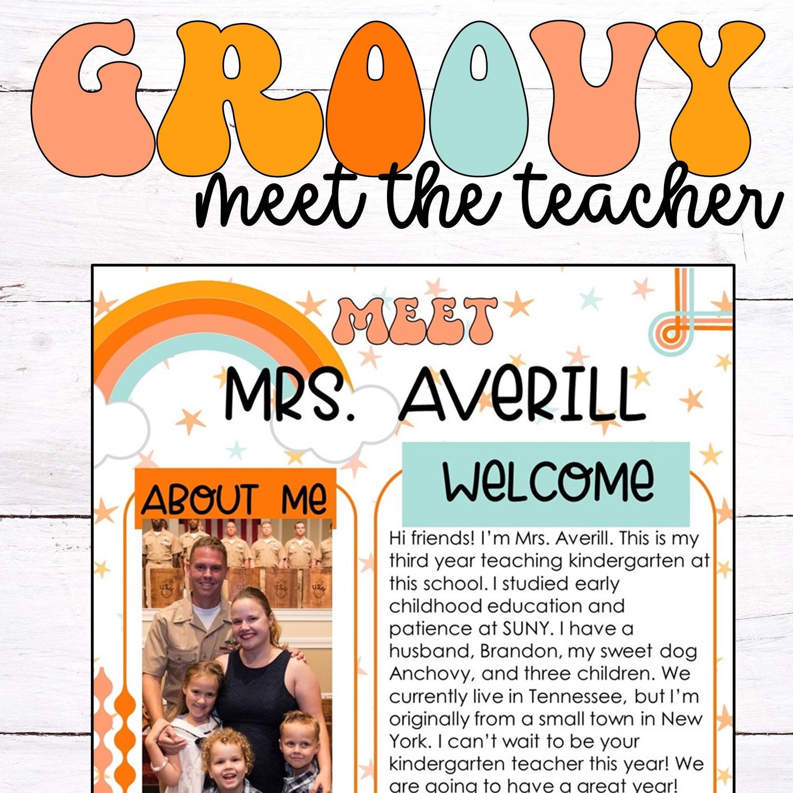 Editable Meet the Teacher Template for Groovy Boho Retro - Etsy