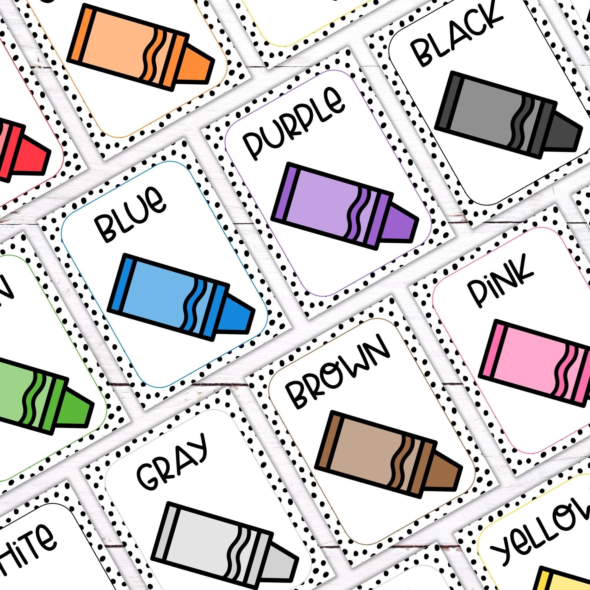 Crayon Color Posters Classroom Decorations Printable Spotted Brights ...