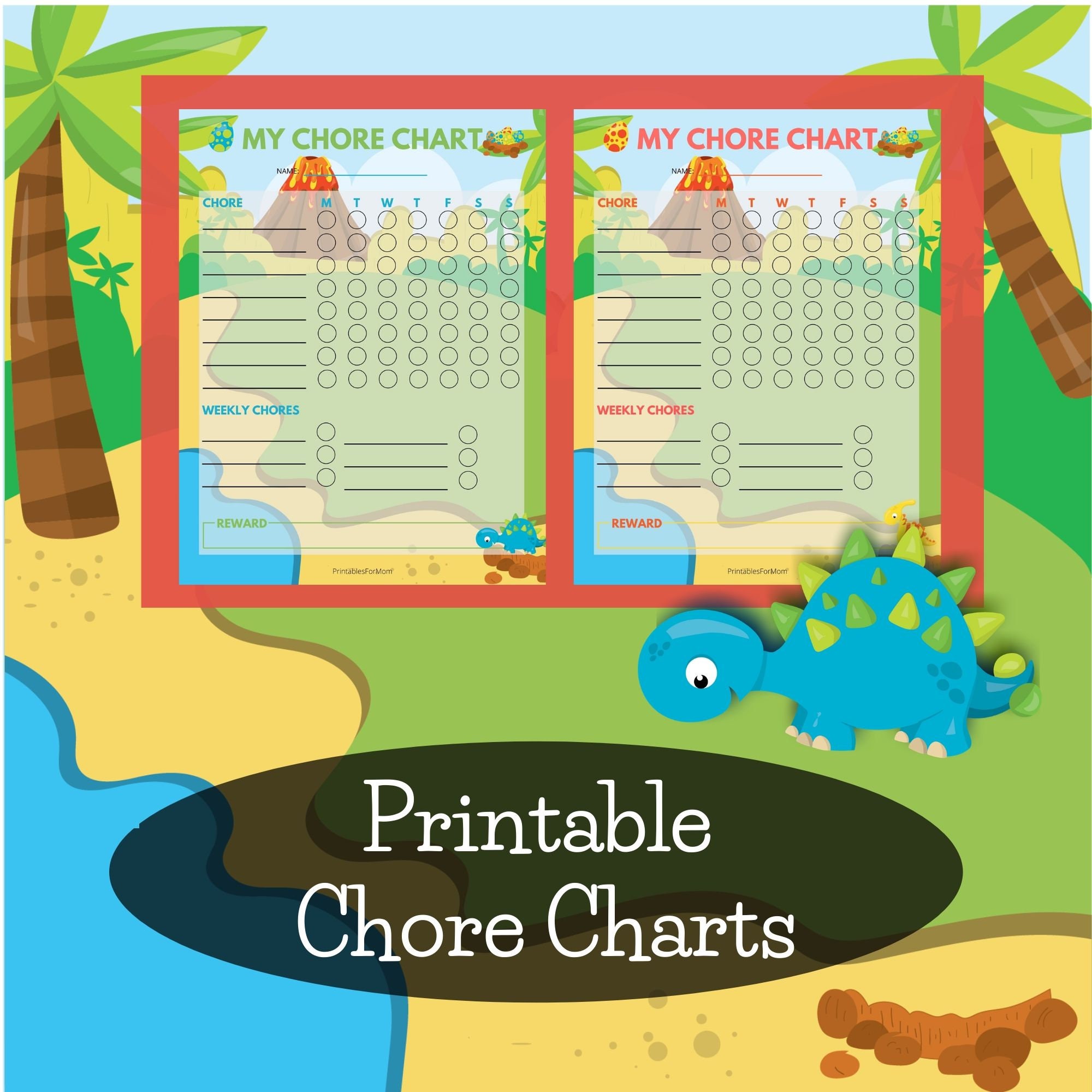 Dinosaur CHORE CHART Printable Chore Chart for kids. Reward | Etsy España