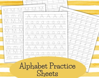 May include: Alphabet practice sheets for learning to write the letters M, A, and F. Each sheet has multiple lines of the letter in uppercase and lowercase with dotted lines to trace.