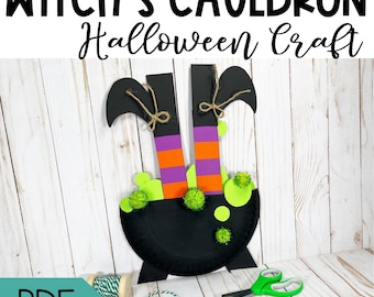 Witch in a Cauldron Craft for Preschoolers Halloween printable diy halloween art october paper craft Halloween Craft Kit Witch Craft