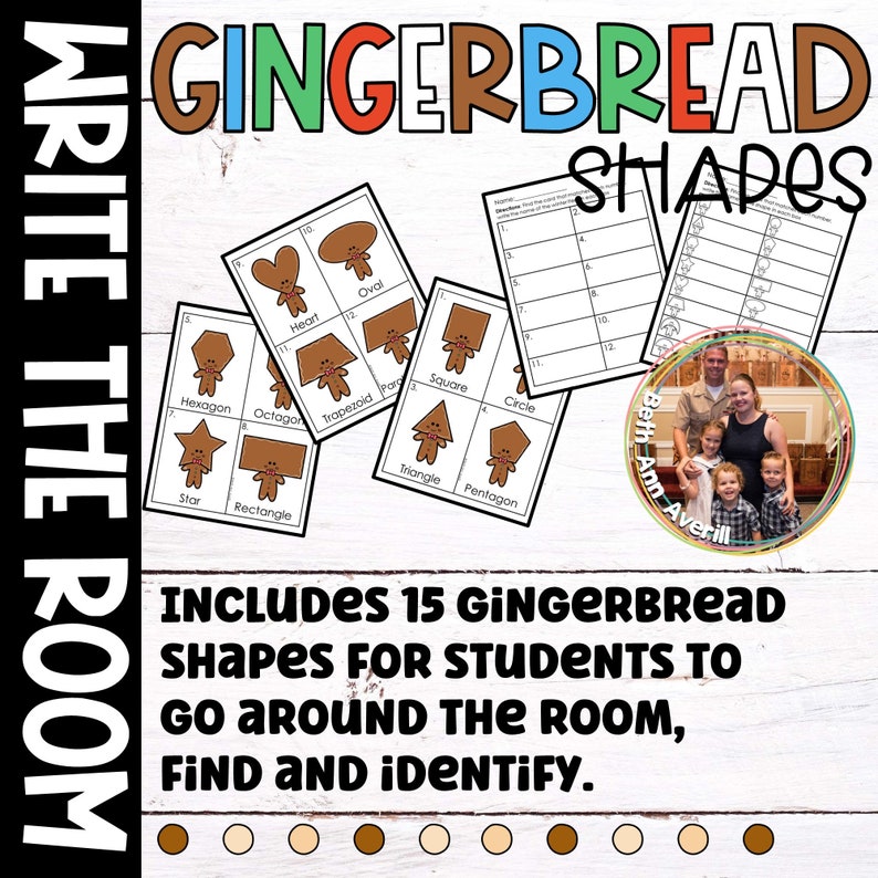 Gingerbread Man Shapes Write the Room Writing Centers for Kindergarten ...