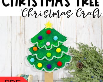 Manualidad de árbol de Navidad para niños en edad preescolar, kit de manualidades imprimible, manualidad navideña, manualidad navideña para niños pequeños, kit de manualidades imprimible, árbol de Navidad DIY
