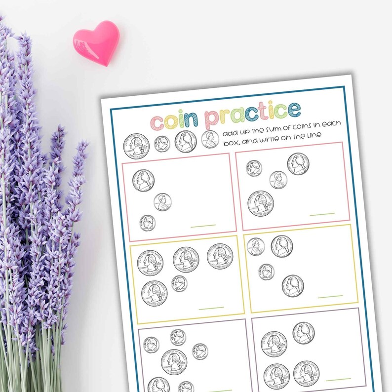 Coin Counting Simple Math Worksheets for Learning US Coins - Etsy