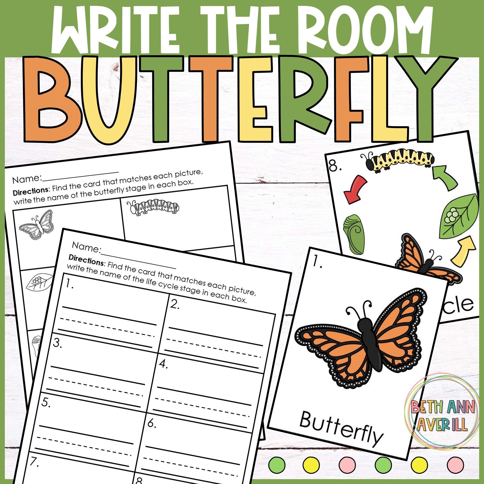 Butterfly Write the Room Butterfly Life Cycle for Kindergarten Learning about Life Cycles Vocabulary Activity