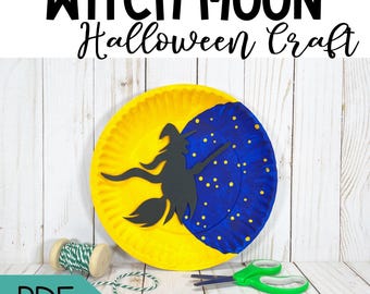 Witch Silhouette Craft for Preschoolers Halloween printable diy halloween art october paper craft Halloween Craft Kit Witch Craft for kids