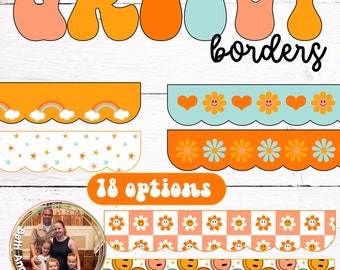 Groovy Boho Borders Retro Classroom Bulletin Board Decorations