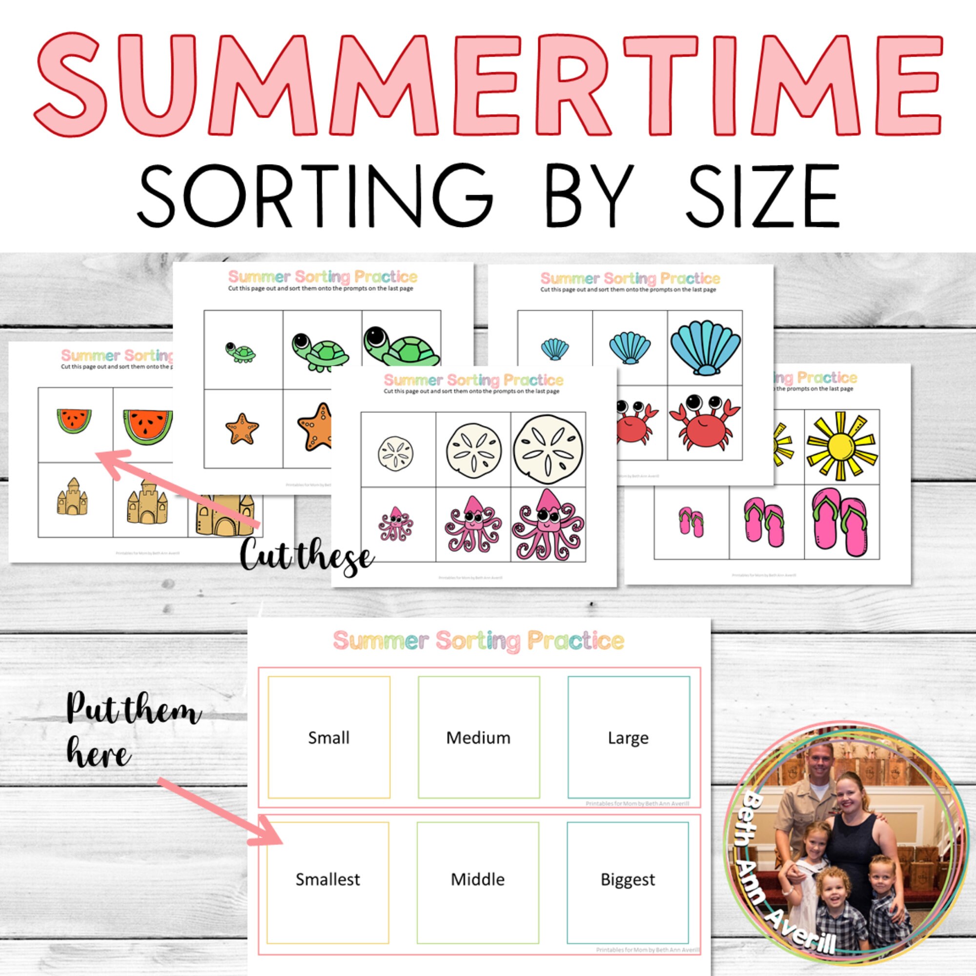 Summertime Sorting by Size for Preschoolers Getting Ready for ...