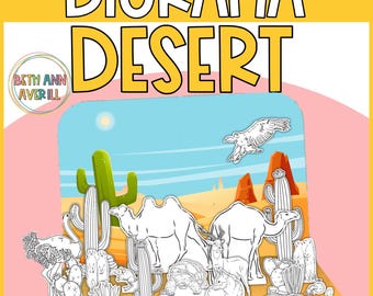 Wüstenlebensraum Diorama druckbare Handwerk Aktivität Wüstentiere Diorama Projekt Pack Spaß Cut und Paste Handwerk für die Wüstenszene