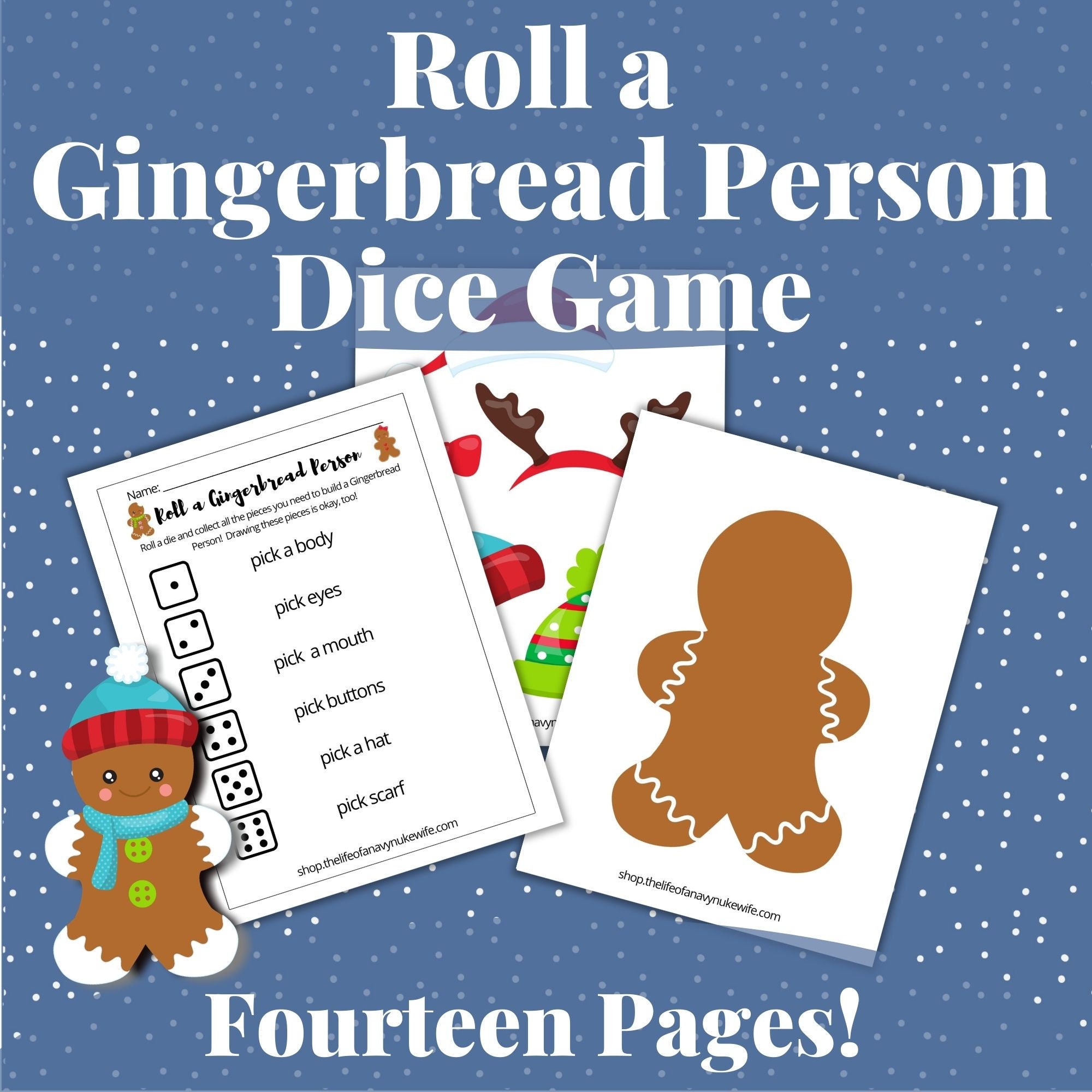 printable roll a gingerbread man preschool dice game for prek etsy
