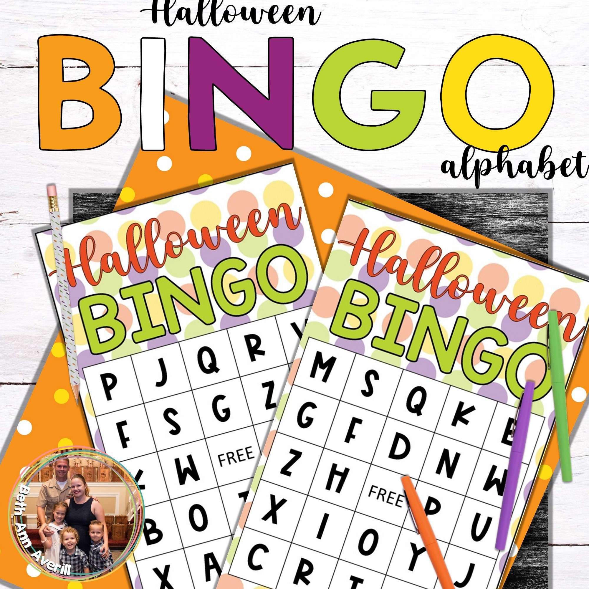halloween alphabet bingo cards for preschoolers alphabet etsy