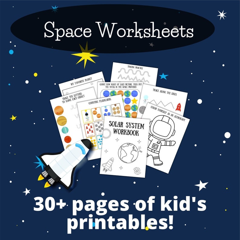 Printable Space Worksheets for Kids Space Printable Activities Space Activities for Preschool Kindergarten Curriculum space unit image 4