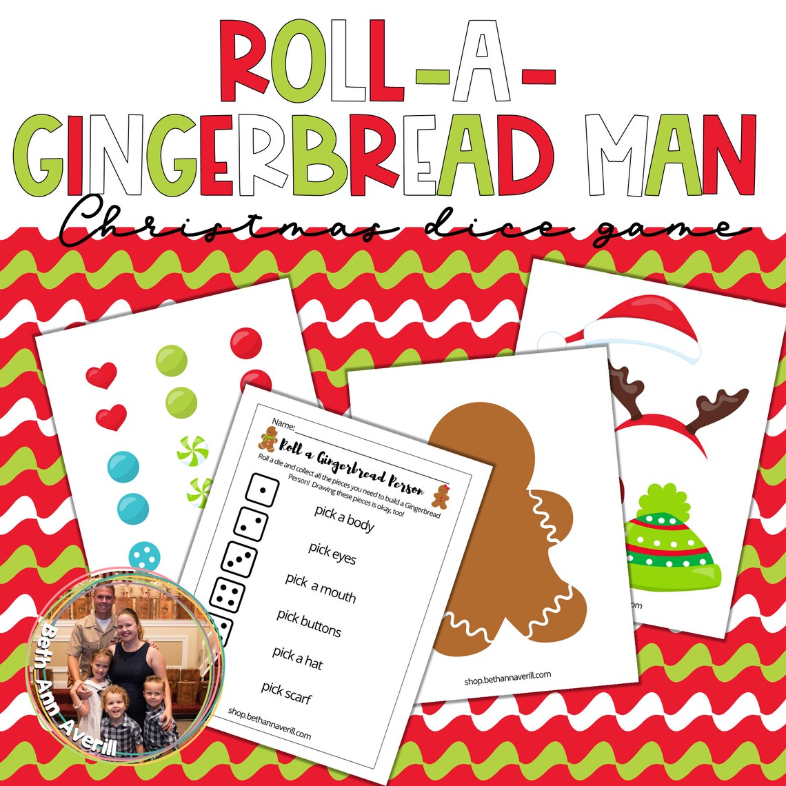 Printable Roll A Gingerbread Man Preschool Dice Game For Prek Etsy 